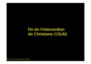Fin de l’intervention
                                       de Christiane COLAS




CAUE de l’Ain – Assemblée générale 17/06/09
 