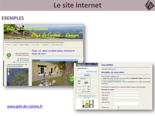 Le site internet
EXEMPLES
www.gite-de-rameix.fr
 