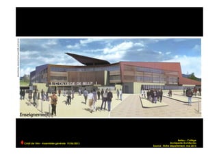 Belley – Collège
Archipente Architectes
Source : Notre département, mai 2013
CAUE de l’Ain - Assemblée générale 19/06/2013 	
  
 