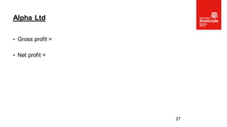• Gross profit =
• Net profit =
Alpha Ltd
27
 
