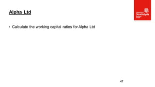• Calculate the working capital ratios for Alpha Ltd
Alpha Ltd
47
 