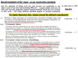 Should installation of tile / stone – as per construction standards
For higher dimension tiles / stones consult the adhesive manufacturer
Page No 3
 