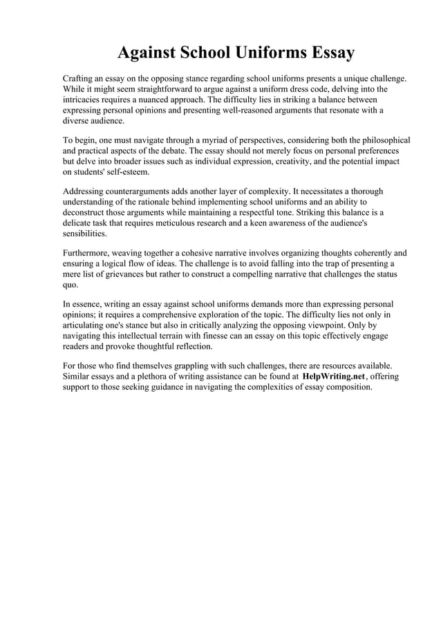 Against School Uniforms Essay.pdf