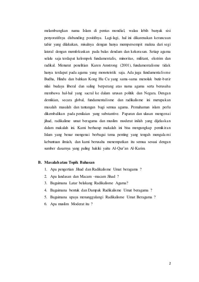 Jihad Radikalisme Umat Beragama Dan Muslim Moderat
