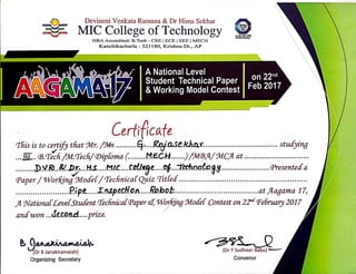 AAGAMA-2017 ( Devineni Venkata Rama & Dr Hima Sekhar MIC College of Technology )