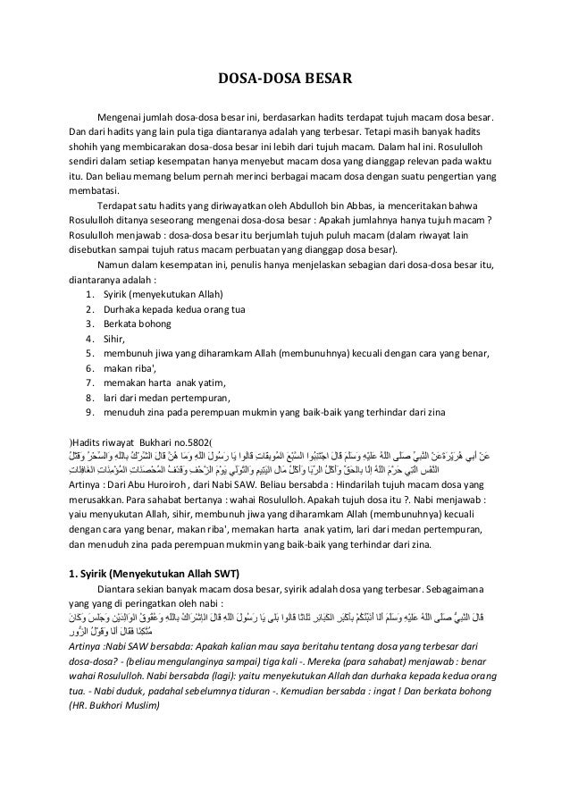 Agama Islam Dosa Besar