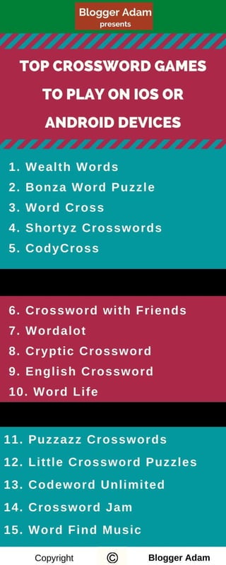 TOP CROSSWORD GAMES TO PLAY ON IOS OR ANDROID DEVICES