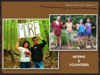 Who lives at Agape ?

INTERNS
&
VOLUNTEERS

 