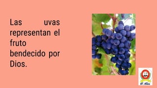 Las uvas
representan el
fruto
bendecido por
Dios.
 