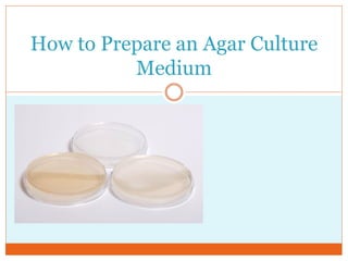 How to Prepare an Agar Culture
Medium

 