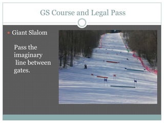 GS Course and Legal Pass

 Giant Slalom

  Pass the
  imaginary
   line between
  gates.
 