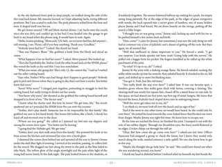 —23— AGAVE MAGAZINE, VOL. 2, ISSUE 4SPRING 2015
	 As the sky darkened from pink to deep purple, we walked along the side of the
dirt road back home. My muscles burned, so I kept adjusting Sachi, trying different
positions. But I was scared to wake her. The pink plumeria wilted from the heat and
wear. It draped itself over her ear.
	 We got home around 7:00 and Mom started dinner. I set Sachi onto the couch,
since she was dirty and couldn’t go in her bed. I was headed into the garage to get
back to my board when the phone rang. It would have to wait. Again.
	 “Hello,Asamispeaking,”Momsaid,“Uh-huh...noweneverfindher,didanyone?...
still missing. I see. Please call if you hear anything. Thank you. Goodbye.”
	 “Nobody went find her?” I asked. She shook her head.
	 “That was Hajime’s Mom.” She grabbed a knife from the block and sliced an
onion.
	 “What happens if we no find her soon?” I asked.	Mom paused. She looked up. ‚
	 “Thenshe’llprobablydie,Yoshio.GrabtheotherboardandcuttheSPAM,please.”
She waved the knife as she said this. I was less nonchalant.
	 “What you mean, she going die? She’s only 12, she cannot die,” I said as I rustled
out the other cutting board.
	 “Says who, Yoshio? Who says bad things don’t happen to good people? Nobody
gets to pick and choose when they’re going to die, that’s not how it works. You better
learn that soon.”
	 “Soon? Why soon?” I clanged pots together, pretending to struggle to find the
cutting board, but really trying to drown out her words.
	 “You know why soon,” she shouted as she grabbed the cutting board herself and
dropped it in front of me. “The doctor said.”
	 “I know what the doctor said. But how he know? We get time, Ma.” The words
sputtered out as I pounded the SPAM from the can onto the counter.
	 “Yoshio, don’t play dumb. Someone has to be responsible for this family.” She
grabbed my arm in her hand firmly. Her bones felt hollow, like a bird’s. I shook her
hand off and stormed over to the door.
	 “Where are you going?” she called as I jammed my feet into my slippers and
swung the screen door open. “You better not be leaving.”
	 “I going find the Nobuko girl. We get time.”
	 “Yoshio, don’t you dare walk away from this family.” She pointed the knife at me
from across the kitchen and narrowed her eyes into a harsh glare.
	 I slammed the screen door behind me and sprinted all the way to Jimmy’s house
under the dark blue light of evening. I arrived at his window, panting, to collect him
for the search. We dragged our feet along the street to the park as the blue faded to
inky black. The yellow glow of the single streetlight and the pale white light of the
rising half moon barely lit the dark night. The park looked frozen in the shadows, as
if suddenly forgotten. The seesaw balanced halfway up, waiting for a push. An empty
swing hung patiently. Far at the edge of the park, at the edges of grass overgrown
with weeds, the back opened into a secret grove of bamboo, one of many hidden
places Jimmy and I had found. We sat down heavily on the swings, putting off the
search a little longer.
	 “I thought you no was going come,” Jimmy said, kicking up sand with his toe as
he pushed himself a few inches back and forth.
	 “How come?” I came for Jimmy, but sometimes I was sure the only thing we still
had in common was a love of pakalolo and a dream of getting off the rock. But then
again, we all wanted that.
	 “Well that surfboard so damn important to you.” He forced a smile. “I get
one surprise. Cuz kinda spooky out here, yeah? Going help with the nerves.” He
pulled out a baggie from his pocket. His fingers trembled as he rolled up the white
parchment of the joint.
	 “So what? It’s up to us, ah?” I asked.
	 Jimmy lit the joint with a shaking orange flame. He french-inhaled, sucking the
milky white smoke up into his nostrils, then exhaled heavily. It clouded in the air, fell
apart, and drifted up to meet the blinking stars.
	 “You got it, Yosh. Just like old times.”
	 “You really think she stay over here?” I asked him. It was our favorite spot, a
bamboo grove whose thin stalks grew thick with leaves, covering a clearing. The
clearing itself was nearly five square feet, closed off by a metal fence on one side. In
this space, we had shared our first joint, our first jug of sweet Sangria. We knew that
beyond the fence, Kohola’s back sloped down into its unforgiving forest.
	 “Well she never get taken out to sea, ah?”
	 “I no think so, we went look all over the beach and no sign of her.”
	 “And if she went to one other town, we would have heard. So she could only be
over there.” He jerked his head towards the cross-linked fence that blocked our town
from danger. Maybe Jimmy was right this time. He knew how to escape, too.
	 By the time we reached the fence, we finished the joint. I stamped it out with the
sole of my rubber slipper. Through our bloodshot eyes, the fuzzy world flickered at
its edges. Cricket chirps cut through the still air.
	 “Okay. But how come she go come over here?” I asked one last time. Officer
Asuncion had assigned a group to check the forest, but I knew they would only
search along the wide, marked entrance a mile uphill. No one else knew how to get
in this way.
	 “Maybe she thought she go hide here,” he said. “She could have found um when
she was wandering around, you know.”
	 I shook my head in disbelief before I realized what lay beneath my feet beside the
 