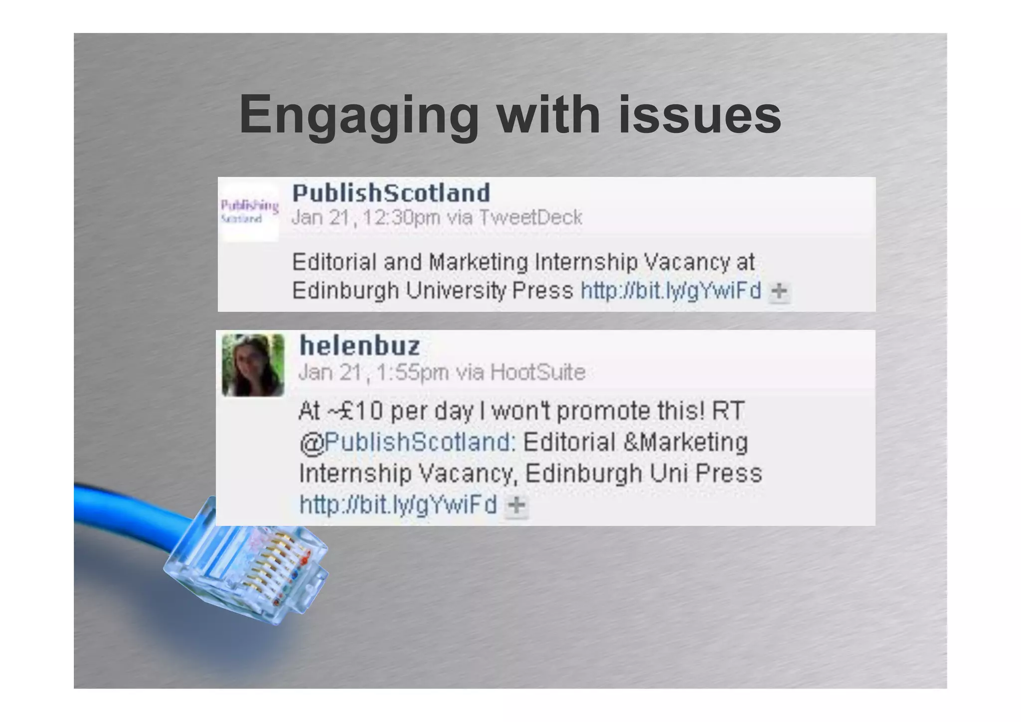 Engaging with issues
 