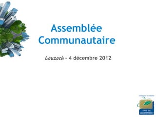 Assemblée
Communautaire
 Lauzach – 4 décembre 2012
 