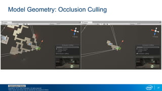 Copyright © 2015, Intel Corporation. All rights reserved.
*Other names and brands may be claimed as the property of others.
Optimization Notice
27
Model Geometry: Occlusion Culling
 
