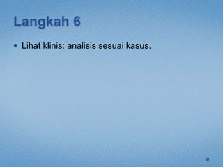  Lihat klinis: analisis sesuai kasus.
31
 