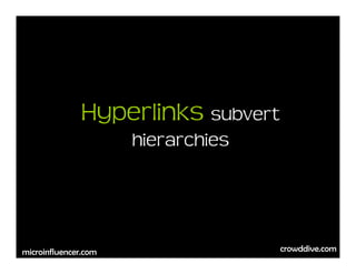 Hyperlinks subvert
                      hierarchies




                                    crowddive.com
microinfluencer...