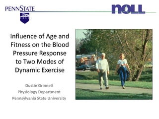 Influence of Age and
Fitness on the Blood
 Pressure Response
  to Two Modes of
  Dynamic Exercise

      Dustin Grinnell
  Physiology Department
Pennsylvania State University
 