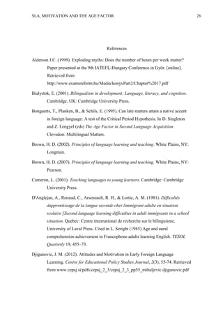 Age and motivation in l2 learning | PDF