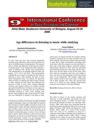 Age Differences In Listening To Music While Studying | PDF
