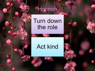 Turn down
the role
Act kind
