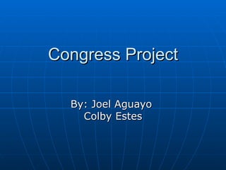 Congress Project By: Joel Aguayo  Colby Estes 