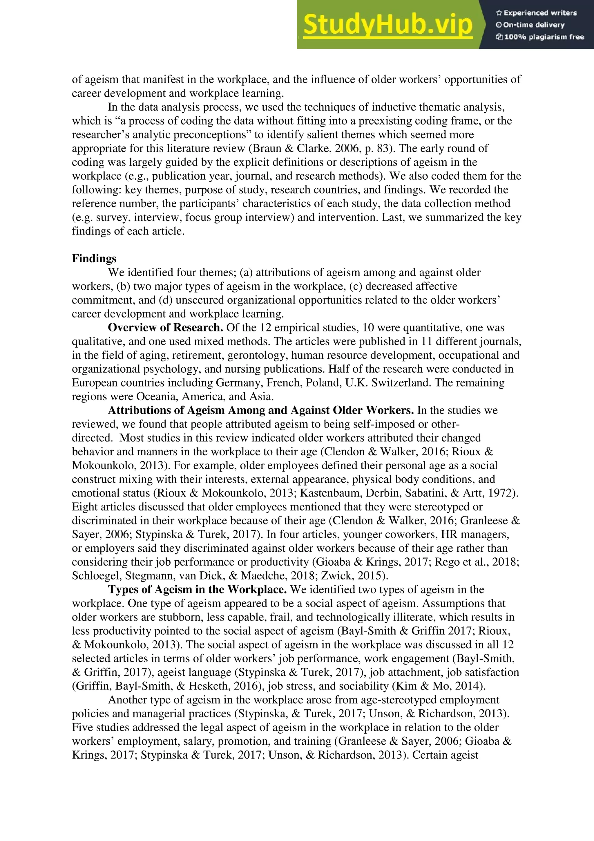 Ageism In The Workplace A Review Of The Literature Ageism In The ...