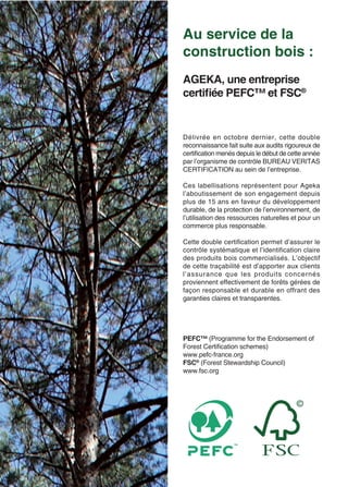 Ageka : Certifications PEFC et FSC  2012