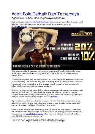 Agen Bola Terbaik Dan Terpercaya
Agen Bola Terbaik Dan Terpercaya indonesia
Saat merujuk pada agen bola terbaik dan terper...