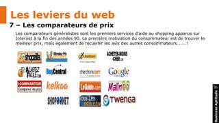 BusinessAptitude
Les leviers du web
7 – Les comparateurs de prix
Les comparateurs généralistes sont les premiers services ...