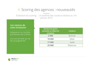 II. Scoring des agences : nouveautés 
Evolution du scoring - Le barème des couleurs évolue au 1er 
janvier 2015 
Les raiso...