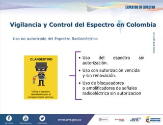 Vigilancia y Control del Espectro en Colombia
Uso no autorizado del Espectro Radioeléctrico
 