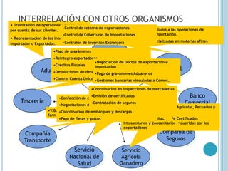 INTERRELACIÓN CON OTROS ORGANISMOSTramitación de operaciones Aduaneras por cuenta de sus clientes. 