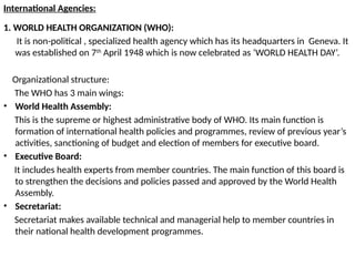 National and international agencies and role of nurse. | PPTX