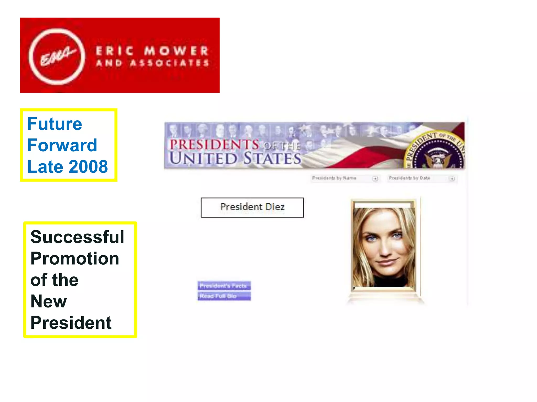 We’re here to support you in
our common mission at the
Buffalo Urban League
Future
Forward
Late 2008
Successful
Promotion
of the
New
President
 