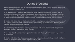 A principal incorporates a right to sue his agent for damages just in case of breach of duty by the
agent. The duties of a...