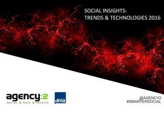 @AGENCY2
#SMARTERSOCIAL
SOCIAL INSIGHTS:
TRENDS & TECHNOLOGIES 2016
 