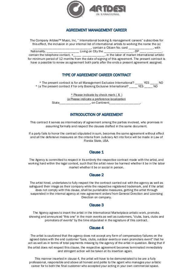 music management contract