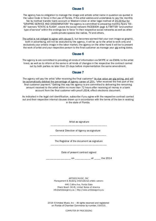 music management contract