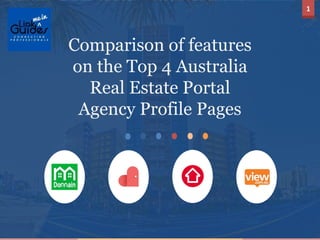 1
Comparison of features
on the Top 4 Australia
Real Estate Portal
Agency Profile Pages
 