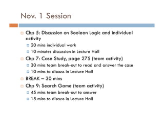 Agenda for Nov 1 Session