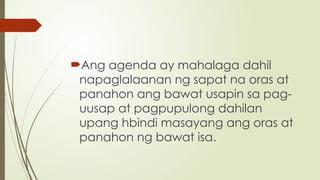 AGENDA at PICTORIAL ESSAY in FILIPINO SA PILING LARANG .pptx