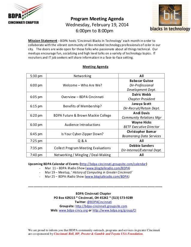 agenda program meeting sample sample of agenda