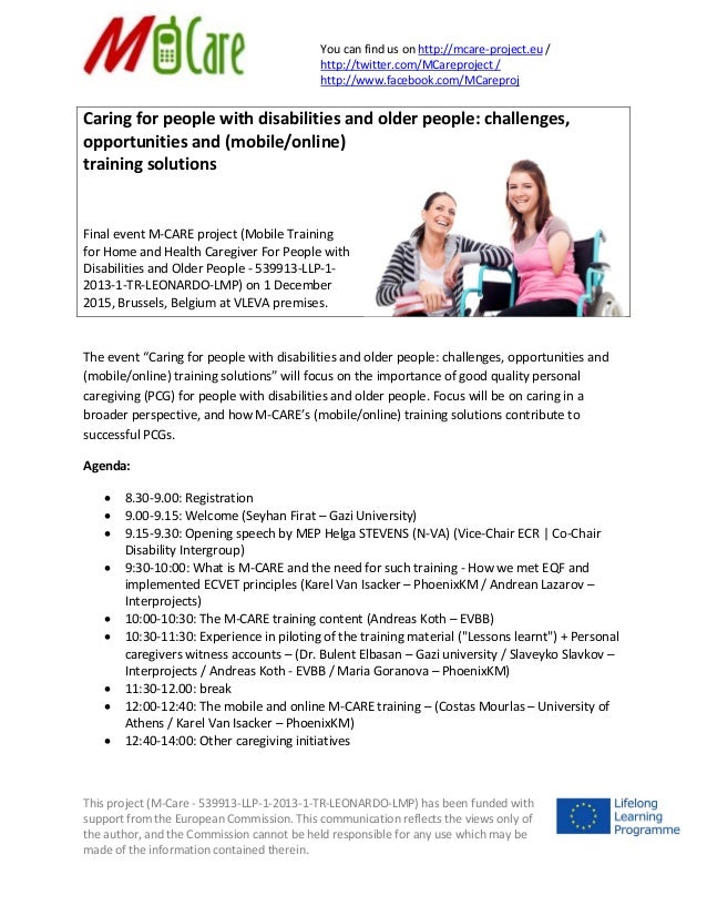 invitation m care event caring for people with disabilities and olde