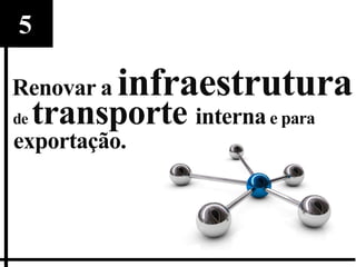 5

Renovar a   infraestrutura
de   transporte interna e para
exportação.
 