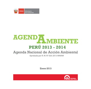 PERÚ 2013 - 2014
Agenda Nacional de Acción Ambiental
Aprobada por R. M. N° 026-2013-MINAM
Enero 2013
Ministerio
del Ambiente
AGEND
MBIENTEA
 