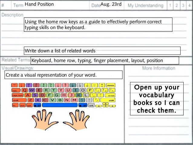 Printables Home Row Keys Worksheet agenda and bellwork 29 hand position aug 23rd using the home row keys