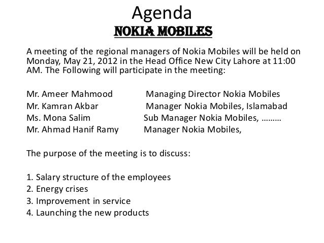 agenda and meeting minutes format of agenda and minutes