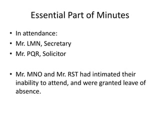 Agenda and minutes of meeting | PPTX