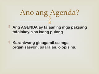 Agenda at Memorandum sa piling larang fil | PPTX